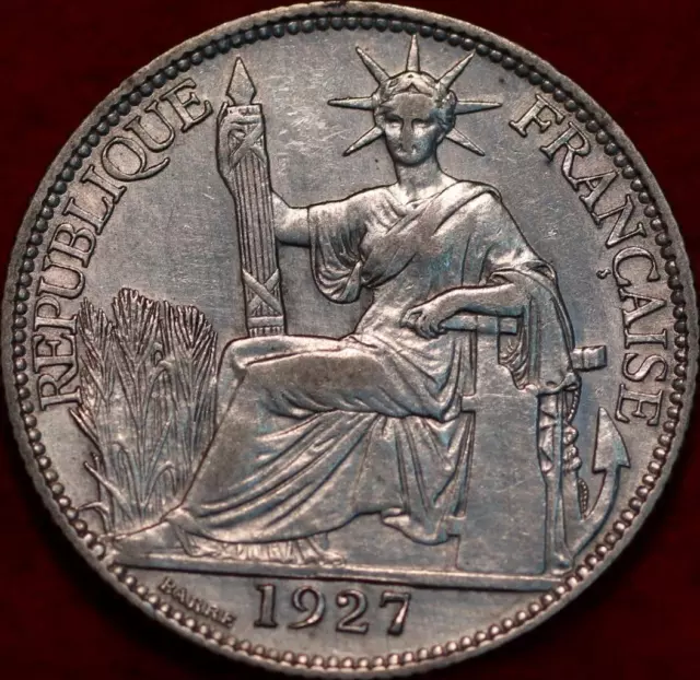 1927 French Indo China 20 Cents Silver Foreign Coin