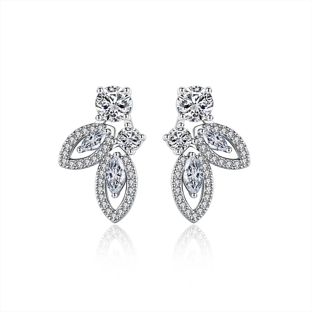 Round Teardrop Cubic Zirconia Chandelier Swarovski Element Crystal Stud Earrings