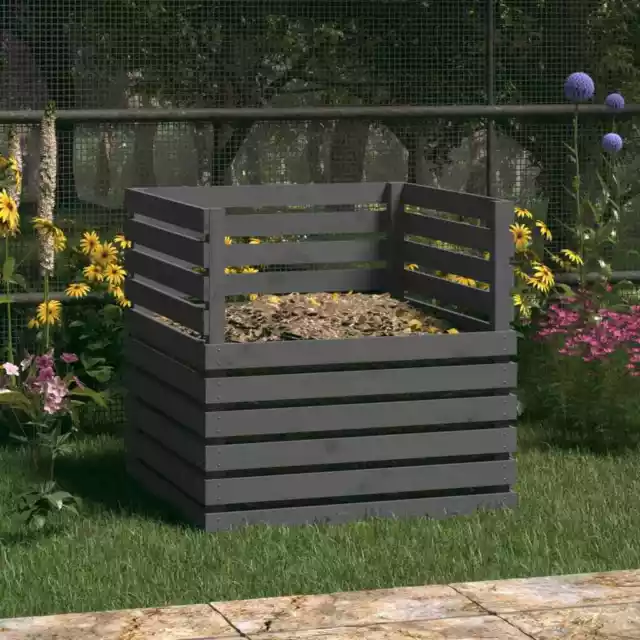 Composteur Gris 80x80x78 cm Bois massif de pin