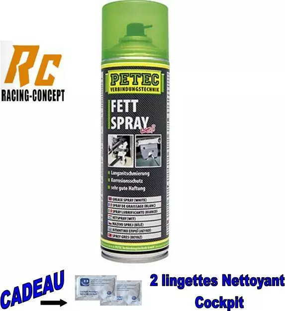 Bombe Spray Graisse Blanche 500ml PETEC Auto-Moto-Bateau etc...