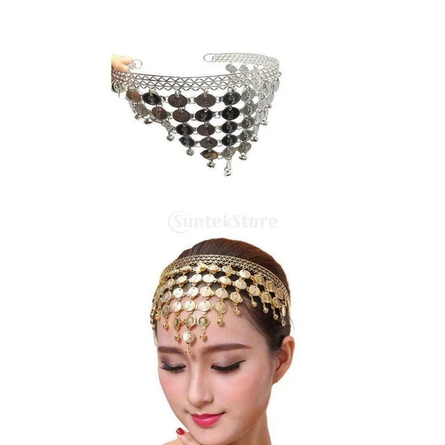 2x Bandeau de Danse Du Ventre Costume Coiffe Frontale Femme Or Argent