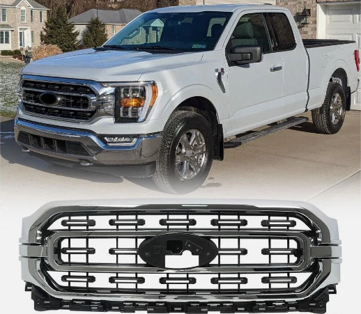 Star White Front Bumper Grille – Fits 2021-2023 Ford F-150 XL / XLT (Honeycomb, Painted)