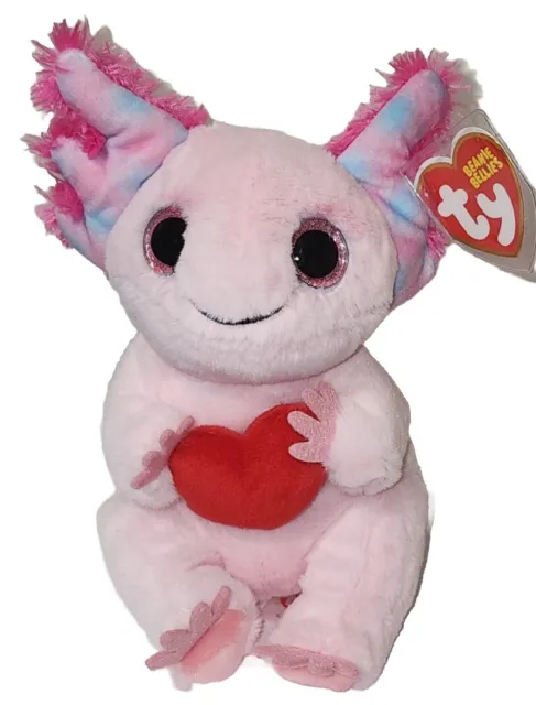 Ty Beanie Baby Bellies - LOCKY the Valentines Day Axolotl (6 Inch) 2024 NEW MWMT