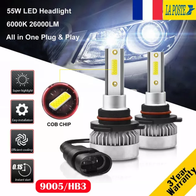 110W 26000LM 9005 HB3 LED Ampoule Voiture Feux Lampe Kit Phare Xenon Blanc 6000K