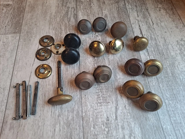 Antique Vtg Door Knobs Brass Ornate Victorian Art Deco Assorted Lot