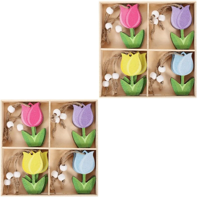 2 scatole primavera colorate ritagli di tulipani per la festa della mamma