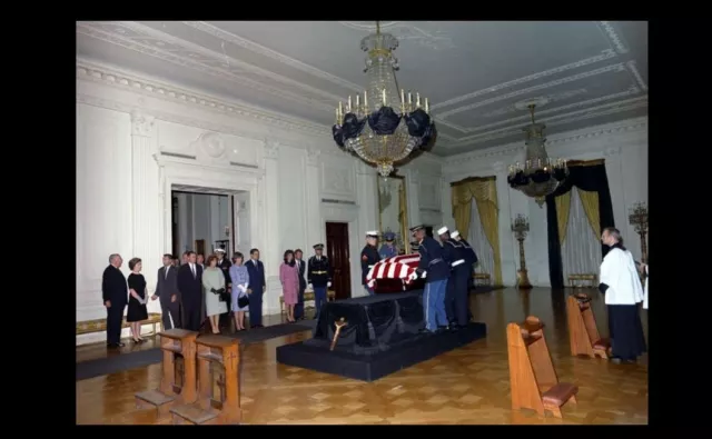 John F Kennedy Casket PHOTO, Assassination, 1963 White House East Room President