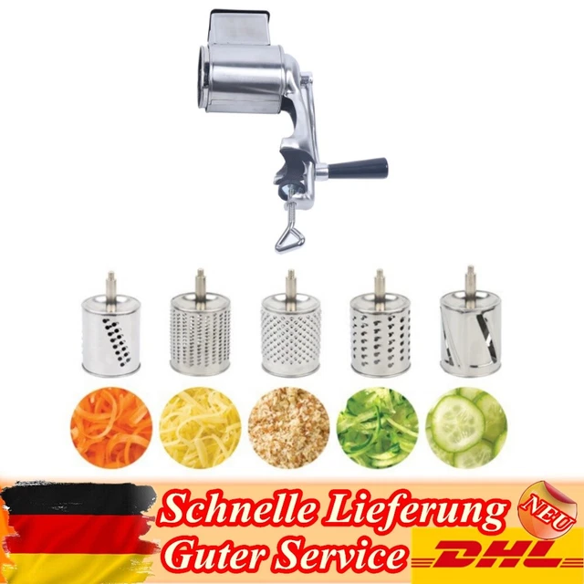 Grattugia Manuale A Tamburo - 5 Lame Intercambiabili Con Ventosa Per Formaggio E Verdure - Foto 8