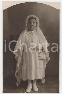1925 ca TORINO Bambina in abito da Prima Comunione *Foto CASETTA 9x14 cm