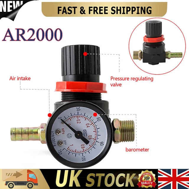UK 1/4& PRESSURE Regulator Air Compressor 150PSI Gauge Regulating
