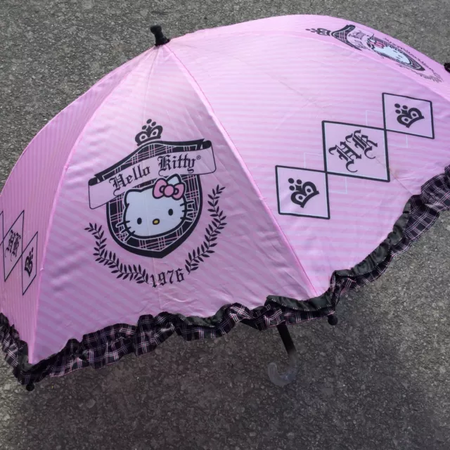 Ombrello preparazione Hello Kitty rosa tartan nero a quadri