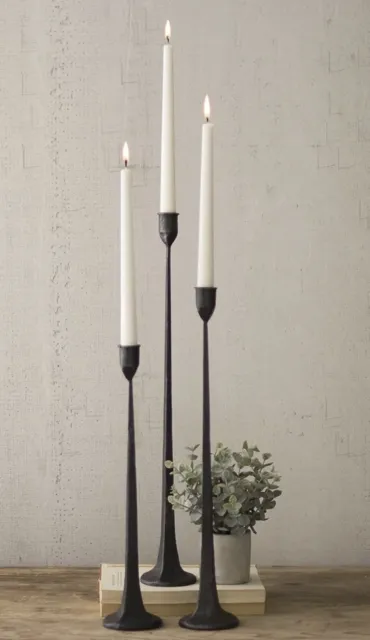 Black Taper Candle Holders Set of 3 Cast Iron