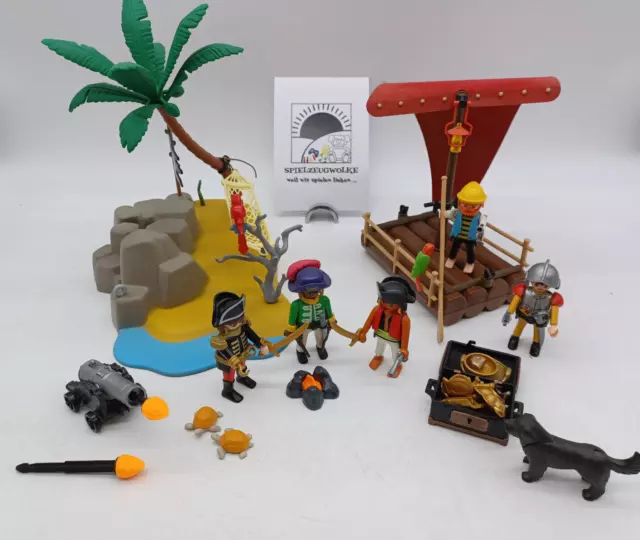 Playmobil / Piraten - Schatzinsel mit Floss, Figuren und Zubehör