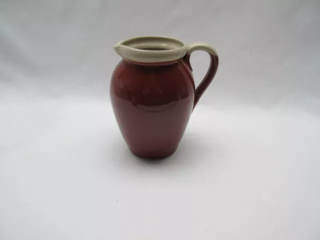 Vintage robust hand thrown stoneware brown glazed pottery flower vase jug 1950s?