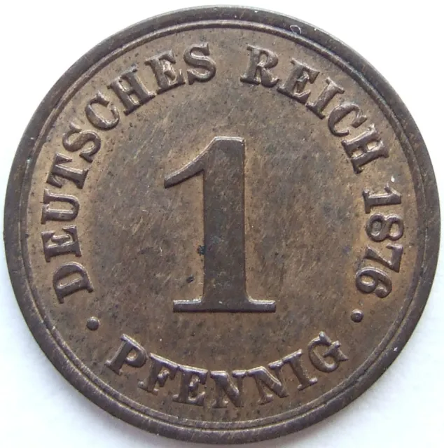 Moneta Reich Tedesco Impero Tedesco 1 Pfennig 1876 B IN Uncirculated