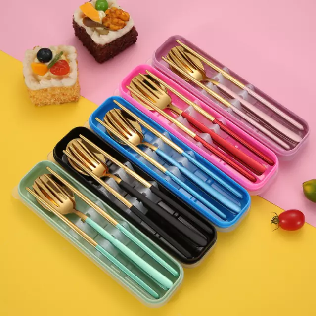 Student Portable Stainless Steel Tableware Dinnerware Travel Camp Cutlery Set