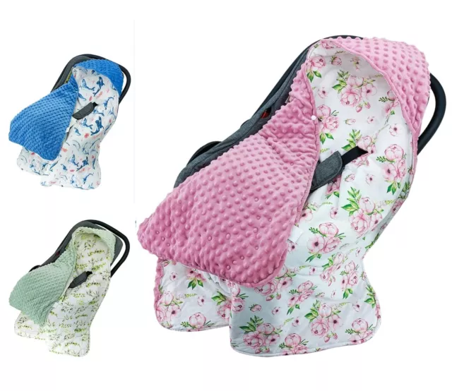 Baby Blanket Car Seat Reversible Wrap Swaddle Plush Soft Double Sided COTTON UK