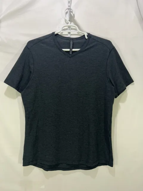 Lululemon Men's XL Short Sleeve Charcoal Gray Pima Cotton Jersey V-Neck T-Shirt