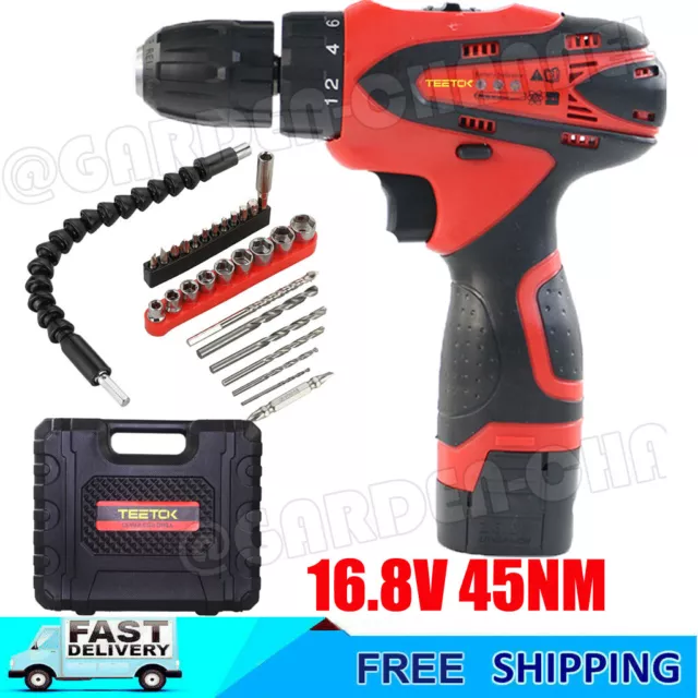 Cordless Combi Drill Electric Driver Screwdriver Kit Worklight Li-Ion Battery UK