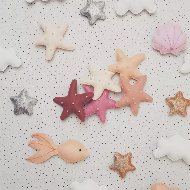 Under The Sea Starfish Muted Neutral Colours Boho Bunting Felt Handsewn Garland