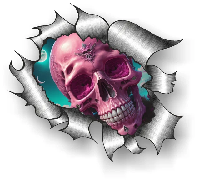 STRAPPATO APERTO METALLO Rip Con Fantasy Rosa Gotico Biker Emo Teschio
