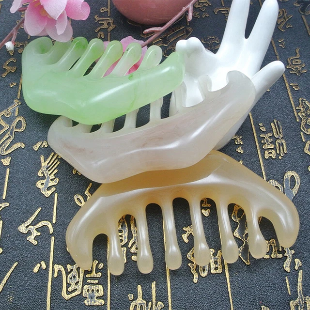 1PC New Resin Meridian Massage Comb Wide-Tooth Comb  Head Massage GuaSha]