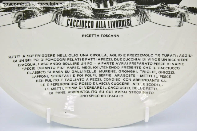 Superb Vintage Italian Ceramics Piero Fornasetti Milan 1950s Plate Floria Armaro