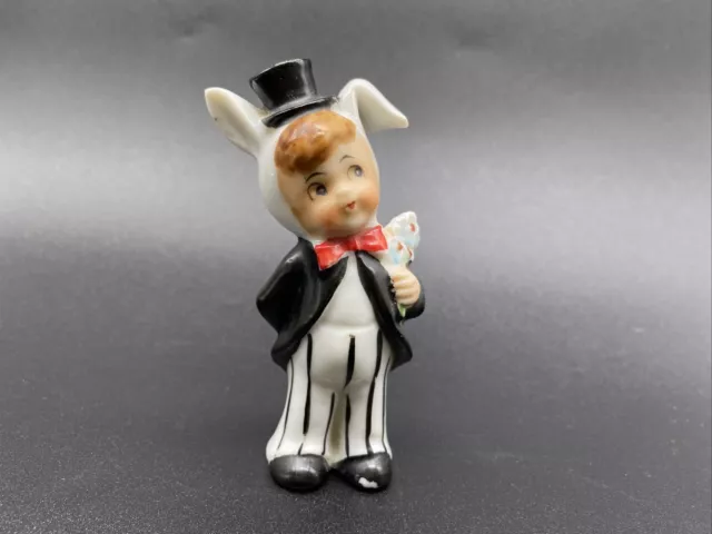 Vintage 1950s Napco EASTER Boy In Tux Bunny Ears Holding Flowers Figurine Japan