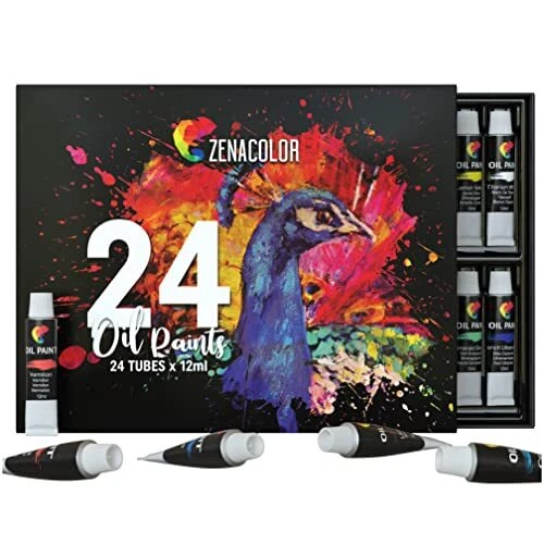 Zenacolor 24 Colori ad Olio per Pittura Kit Pittura ad Olio da 24 x 12mL - Qu...