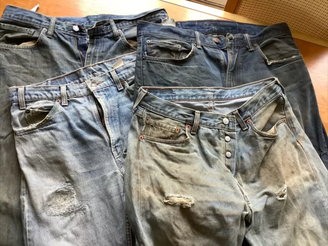 4 X Vintage Levi’s Levi Jeans Inc Orange Tab 505 501 All Ripped W34 L32 36 Lot 2