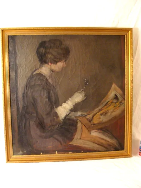 Antique William M Chase Portrait of Woman Study Painting