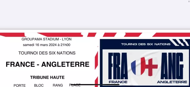 Billet France Anglerre Rugby