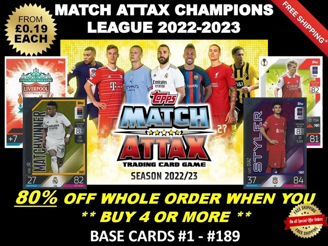 MATCH ATTAX 2022/23 22/23 Champions League - Base Cards #1 - #189 $1.26 ...