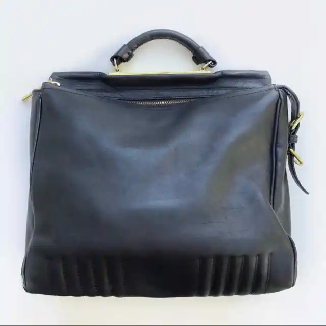 3.1 Phillip Lim Black Leather Ryder Top Handle Purse Bag