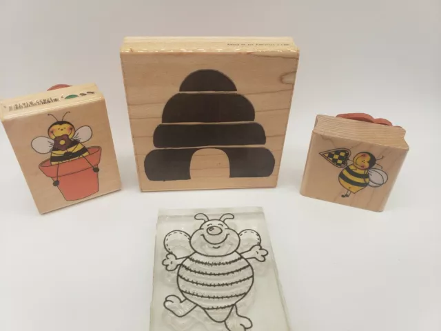 HONEY BEE HIVE Beehive  Nature Garden Spring Wood RUBBER STAMP