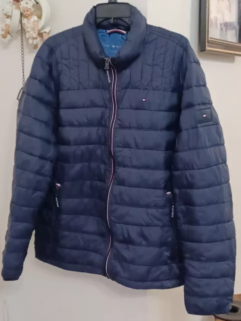 Tommy Hilfiger Packable Quilted Puffer Jacket Full Zip Navy Lightweight Mens XL
