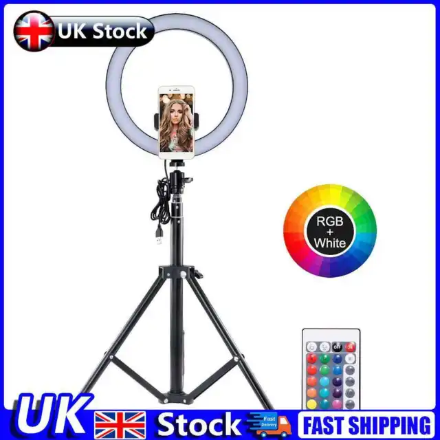 10 Inch LED Selfie Ring Light RGB Circle Fill Light for Makeup Live Streaming UK