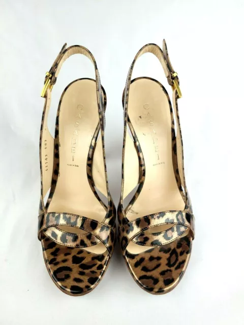 CASADEI Leopard Print Slingback Pumps - 51143 103 Leather Soles Size 6.5 Italian 2