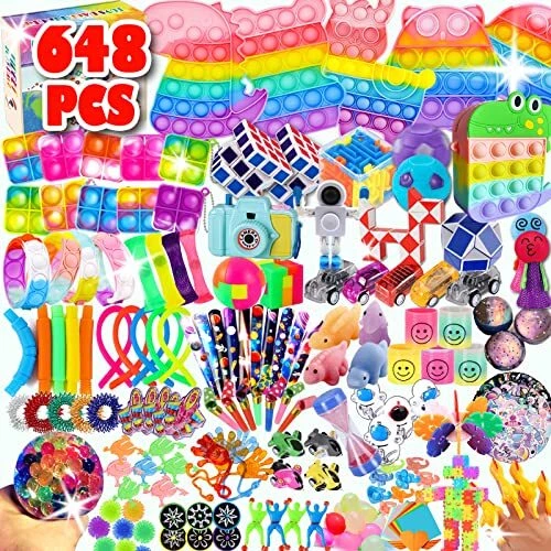 Veggicy 648Pcs Party Favors for Kids, Fidget Toy Pack, Stocking Stuffers