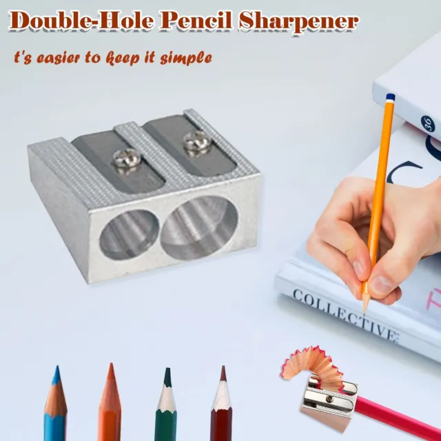Handheld Two-hole Metal Aluminum Alloy Pencil Sharpener Long-lasting //