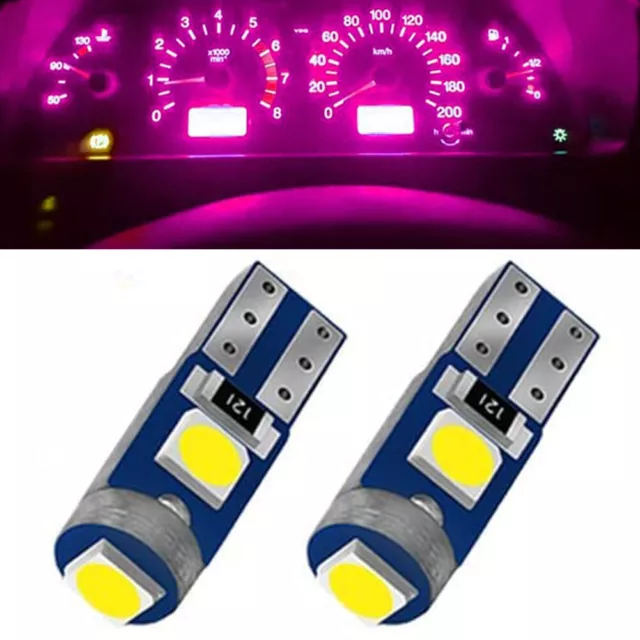 2Pcs T5 LED Bulb LED Canbus 12V Dashboard Warning Indicator Car Instrument Lamp