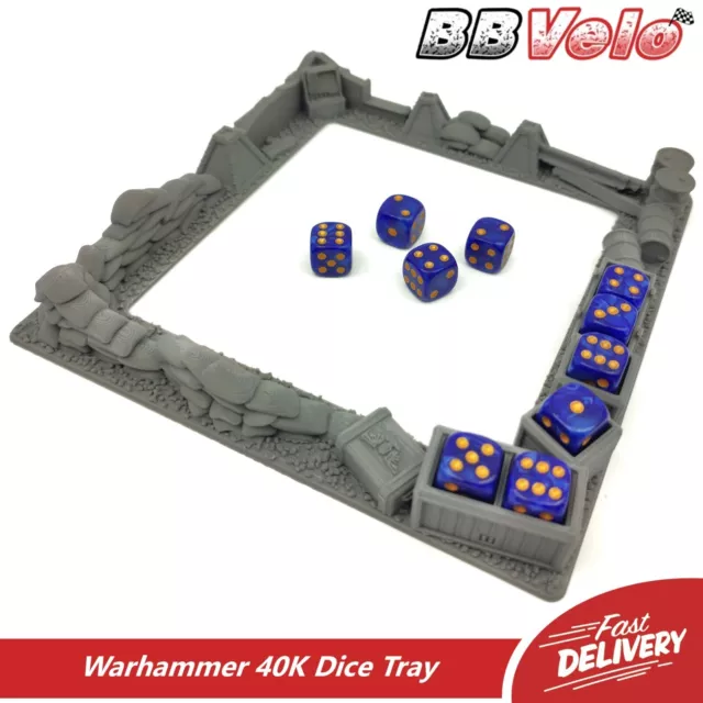 DICE ROLLING TRAY + Gaming Dice For Warhammer 40K, Kill Team Tabletop Wargaming