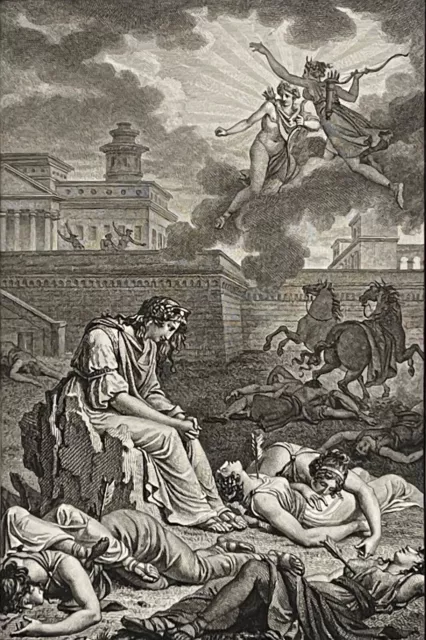 Death Of Niobides Apollo Artemis Niobé Engraving The Barber 1806 Sorrow