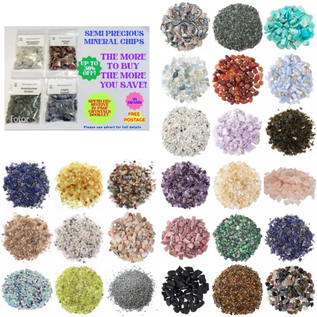 RAL250 Gemstone Crystal Chips Gravel Small Nuggets 25 grams Size 5-30mm