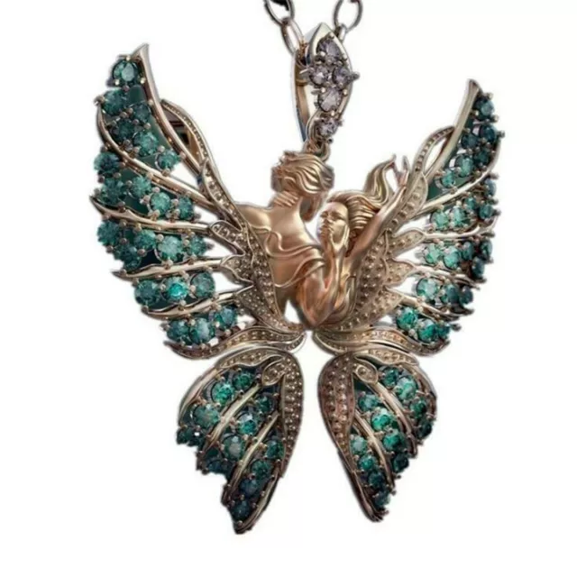 Mode Cristal ange Ailes Papillon Pendentif Collier Foi et amourBijoux