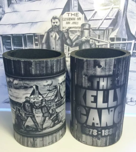 4 Awesome Ned Kelly "Kelly Gang" Stubby Holders, Man Cave, Cooler, Outlaws. Beer