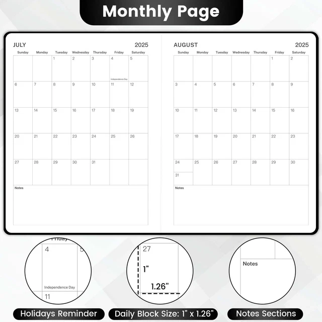 2024-2025 Academic Year Planner, A5 Hardcover Calendar Notebook For Student (JUL.2024-JUN.2025, 6.3""x8.5