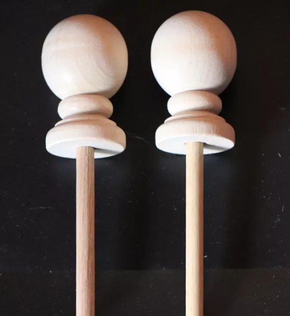 Pair of Ball TOP FINIALS 2 3/8"H CLOCK WOOD WOODEN #5