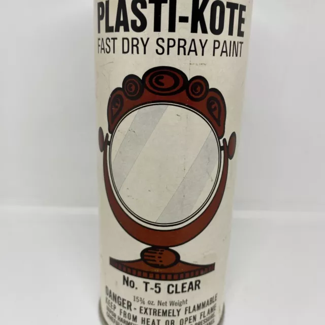 Vintage NEW! 1961 PLASTI-KOTE Picture Can No. T-5 CLEAR spray paint RARE! NOS! 2