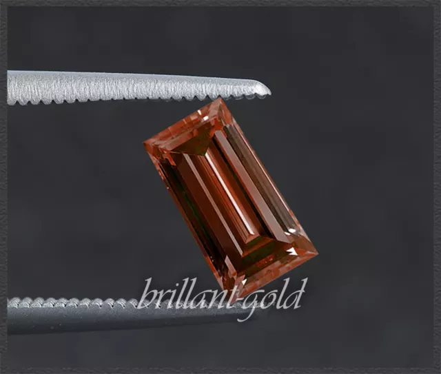 Diamant Baguette Schliff VS-Si/ rot - orange/ ca. 2,5x1,7 mm, 100% echt & selten